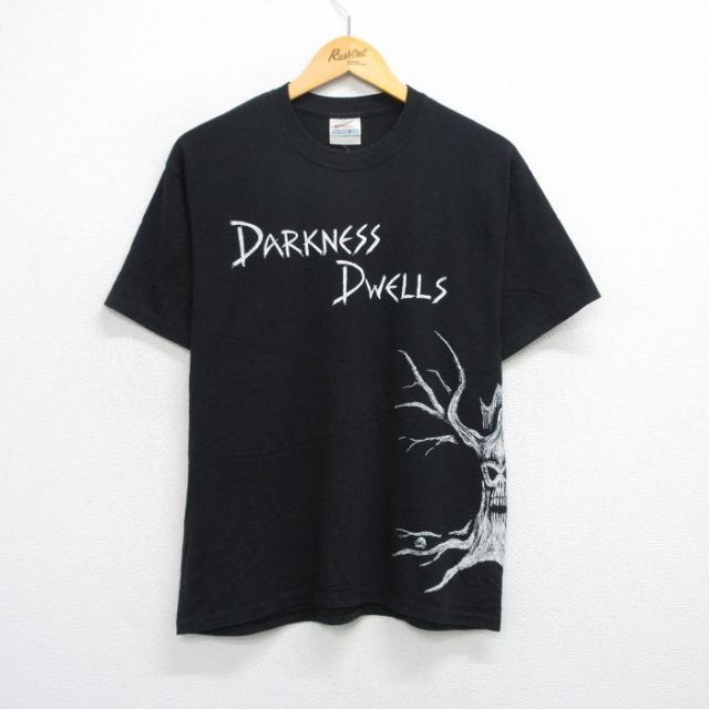 L★古着 ヘインズ Hanes 半袖 ビンテージ Tシャツ メンズ 00年代 00s DARKNESS DWELLS 黒 ブラック 25aug09 中古