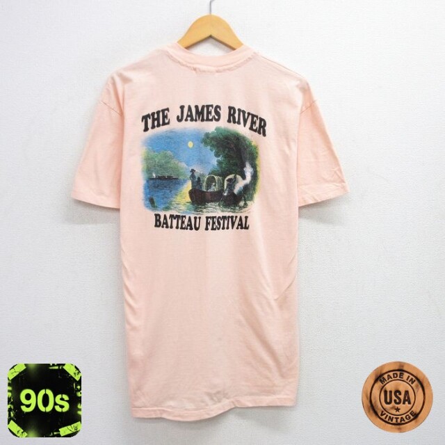 ヘインズ 90s 半袖Tシャツ BATTEAU FESTIVAL オレンジ L | 古着