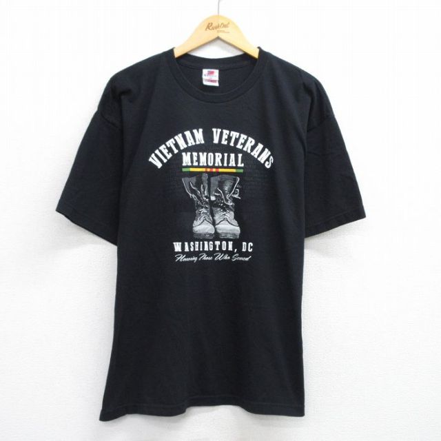 00s 半袖Tシャツ VETERANSプリント ブラック XL | 古着