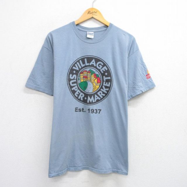 【50%OFF】XL★古着 半袖 ビンテージ Tシャツ メンズ 00年代 00s SUPER MARKET コットン クルーネック 薄紺 ネイビー 25aug09 中古
