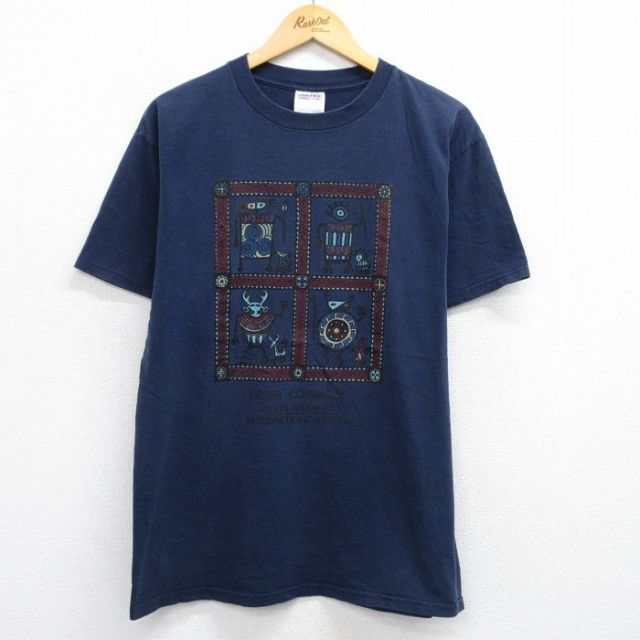 TULTEX 90s 半袖Tシャツ 壁画 ネイビー L | 古着