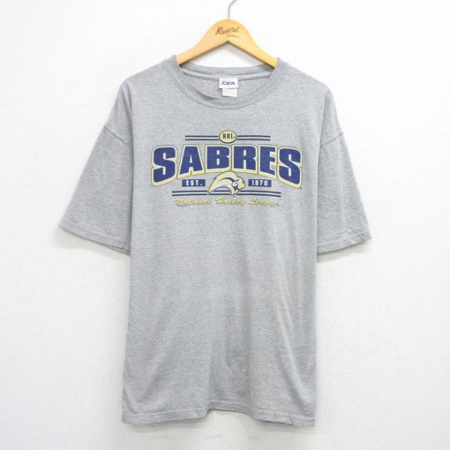 【50%OFF】00s 半袖Tシャツ バッファローセイバーズプリント グレー XL | 古着