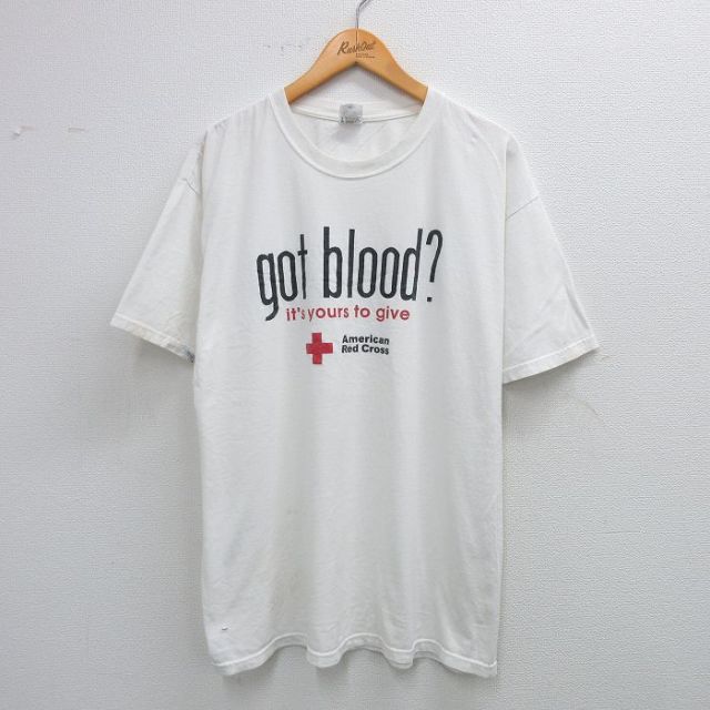 XL★古着 半袖 ビンテージ Tシャツ メンズ 00年代 00s got blood コットン クルーネック 白 ホワイト 25aug09 中古