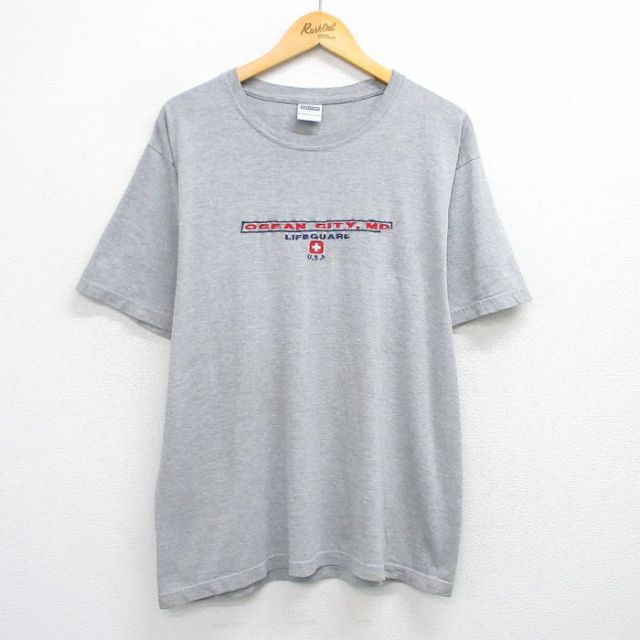 00s 半袖Tシャツ OGEAN CITY刺繍 グレー L | 古着