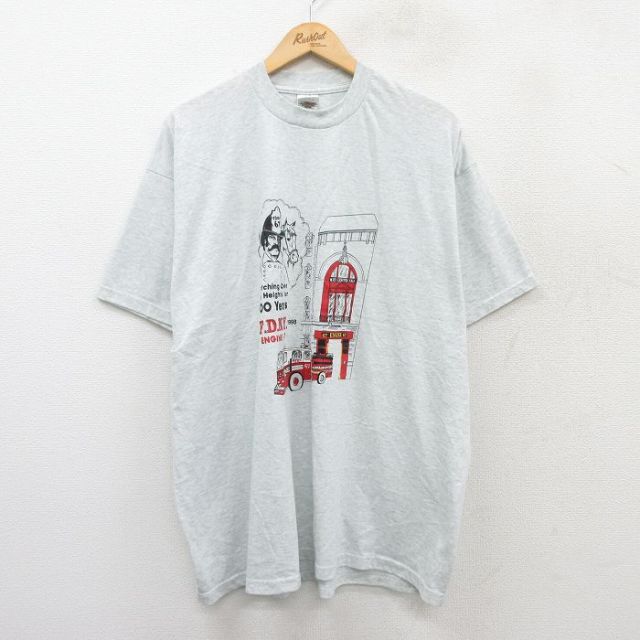 フルーツオブザルーム 90s 半袖Tシャツ 消防署 グレー XL | 古着