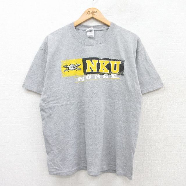 L★古着 半袖 ビンテージ Tシャツ メンズ 00年代 00s NKU クルーネック グレー 霜降り 25aug12 中古