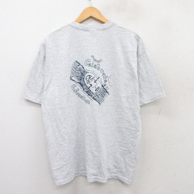XL★古着 ヘインズ Hanes 半袖 ビンテージ Tシャツ メンズ 00年代 00s Celebrate Education クルーネック 薄グレー 霜降り 25aug12 中古