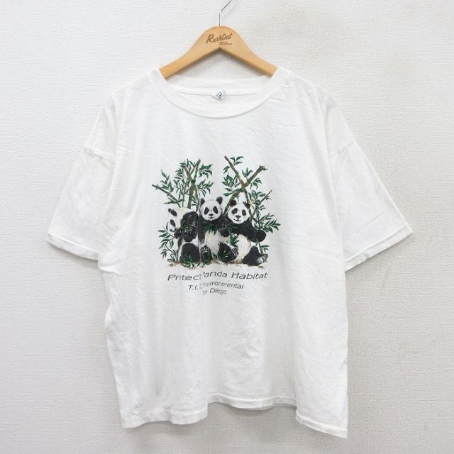 90s 半袖Tシャツ パンダ ホワイト XL | 古着