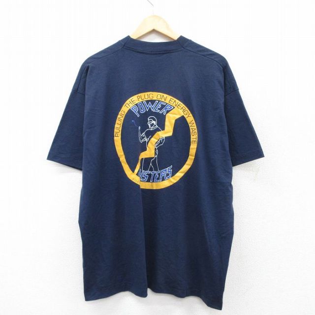 フルーツオブザルーム 90s 半袖Tシャツ POWER BUSTERS ネイビー XL | 古着