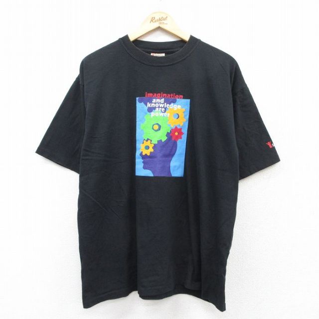 XL★古着 半袖 ビンテージ Tシャツ メンズ 90年代 90s imagination コットン クルーネック USA製 黒 ブラック 25aug12 中古