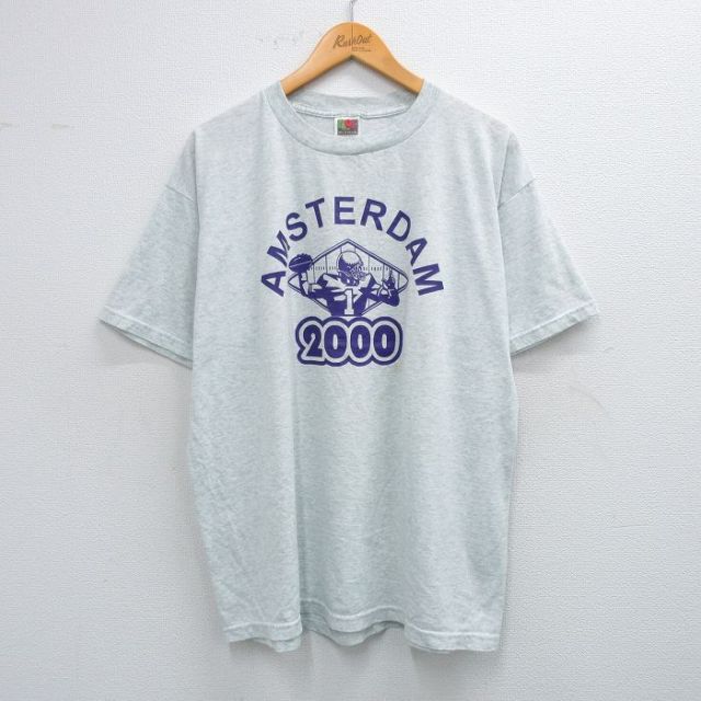【50%OFF】XL★古着 フルーツオブザルーム 半袖 ビンテージ Tシャツ メンズ 00年代 00s AMSTELDAM 薄グレー 霜降り 25aug12 中古