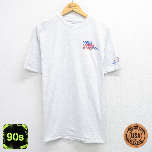 ヘインズ 90s 半袖Tシャツ BLUE RIBBON CAMP グレー XL | 古着