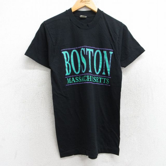【50%OFF】S★古着 スクリーンスターズ 半袖 ビンテージ Tシャツ メンズ 80年代 80s ボストン マサチューセッツ コットン クルーネック USA製 黒 ブラック 25aug13 中古