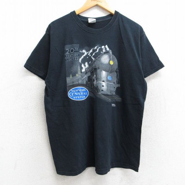 00s 半袖Tシャツ 機関車 ブラック L | 古着