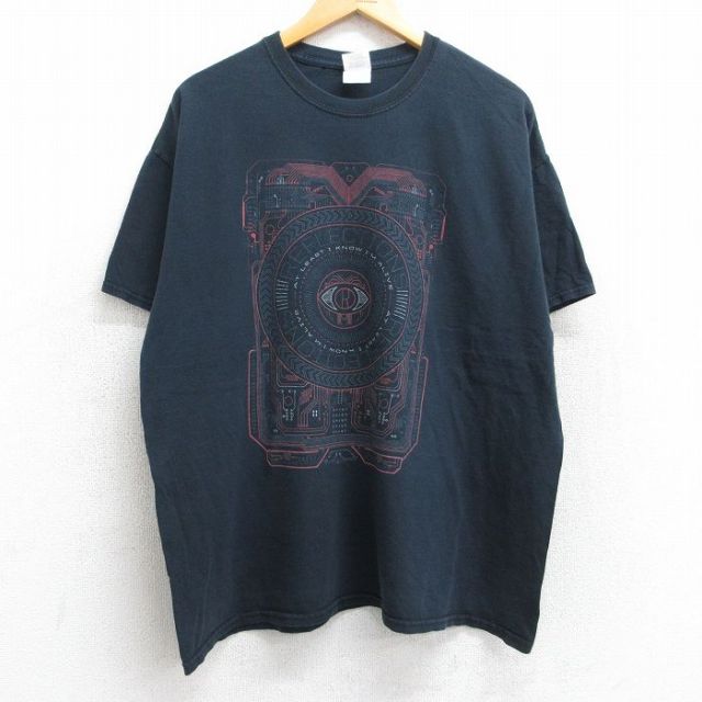 【50%OFF】XL★古着 半袖 ビンテージ Tシャツ メンズ 00年代 00s REFLECTIONS 大きいサイズ コットン クルーネック 黒 ブラック 25aug13 中古