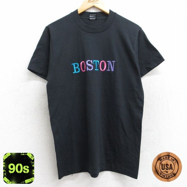 フルーツオブザルーム 90s 半袖Tシャツ ボストン刺繍 ブラック M | 古着