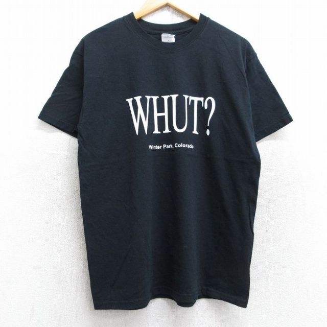 M★古着 半袖 ビンテージ Tシャツ メンズ 00年代 00s WHUT コットン クルーネック 黒 ブラック 25aug13 中古