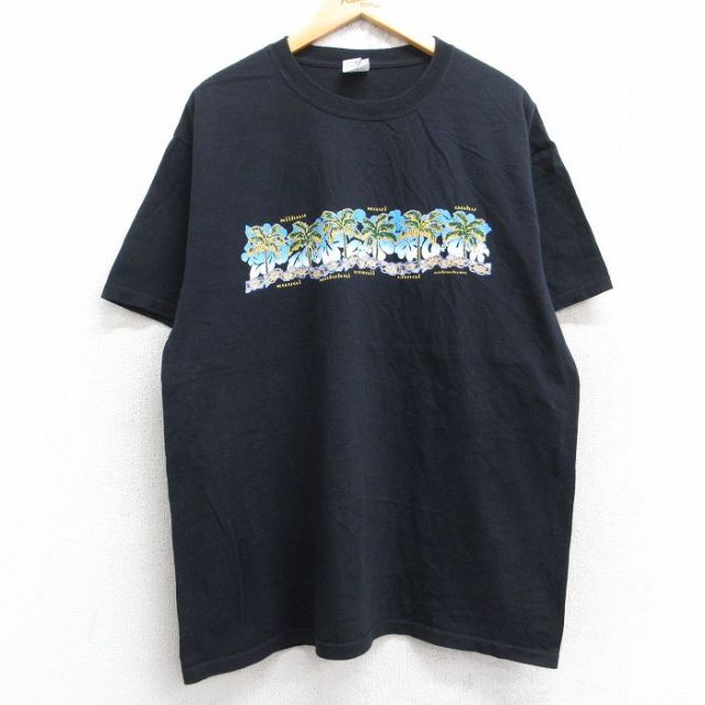 00s 半袖Tシャツ ヤシの木 ブラック XL | 古着