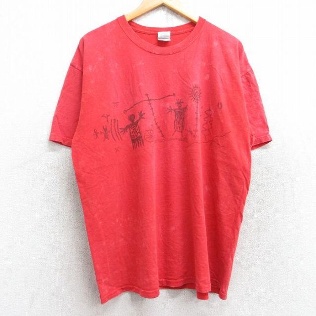 00s 半袖Tシャツ 壁画 レッド XL | 古着