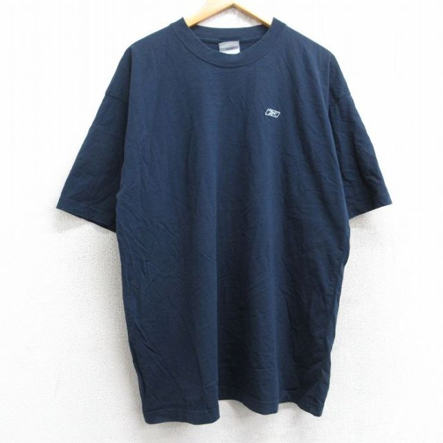 【50%OFF】リーボック 00s 半袖Tシャツ ワンポイントロゴ ネイビー XL | 古着