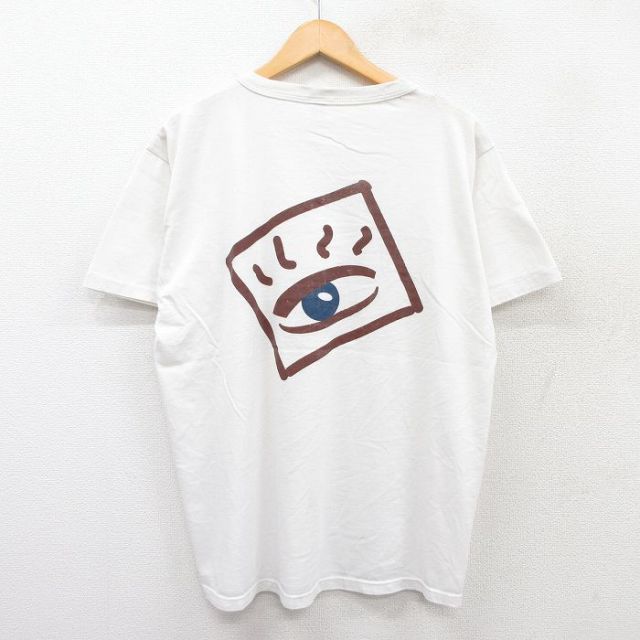 XL★古着 ラッセル 半袖 ビンテージ Tシャツ メンズ 80年代 80s 目 IMAGE クルーネック USA製 白 ホワイト 【spe】 25aug18 中古