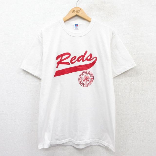 【20%OFF】L★古着 ラッセル 半袖 ビンテージ Tシャツ メンズ 80年代 80s Reds クルーネック USA製 白 ホワイト 25aug18 中古