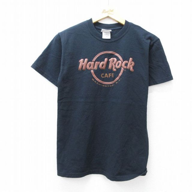 【50%OFF】S★古着 半袖 ビンテージ Tシャツ メンズ 00年代 00s ハードロックカフェ ワシントンDC コットン クルーネック 黒 ブラック 25aug19 中古