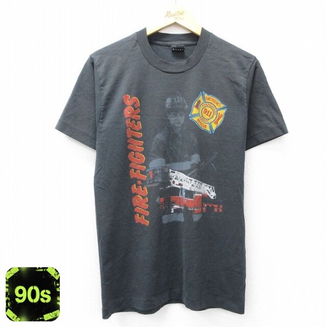 フルーツオブザルーム 90s 半袖Tシャツ 消防士 ブラック M | 古着