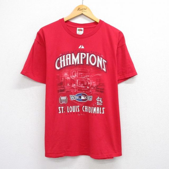フルーツオブザルーム 00s 半袖Tシャツ セントルイスカージナルスプリント レッド XL | 古着