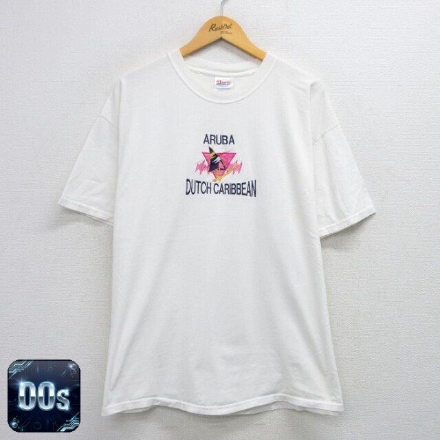ヘインズ 00s 半袖Tシャツ アルバヨット刺繍 ホワイト XL | 古着