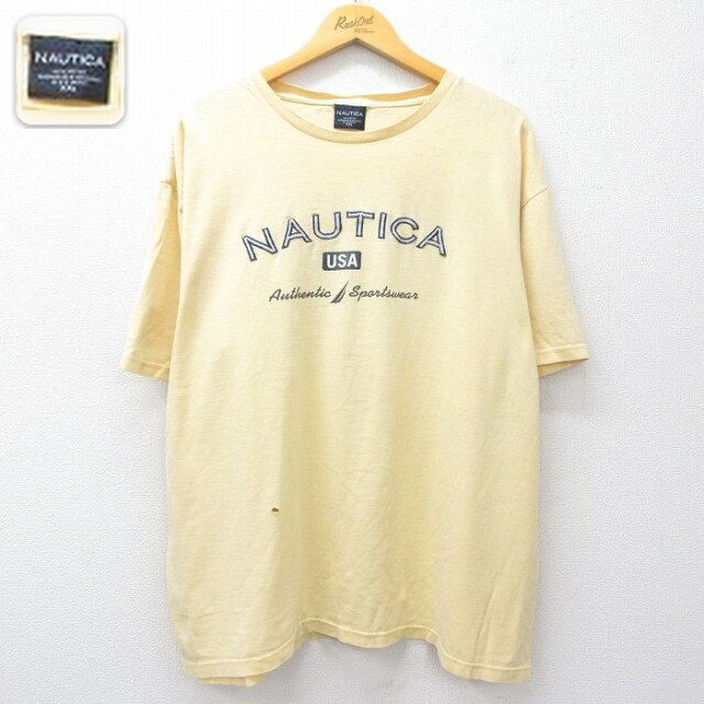 ノーティカ 半袖Tシャツ ビッグロゴ イエロー XL | 古着