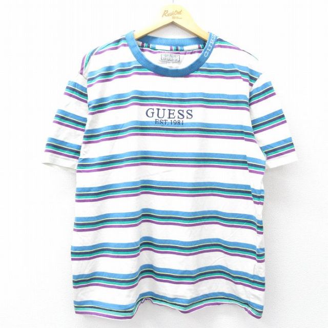 【50%OFF】ゲス 00s 半袖Tシャツ ビッグロゴ ホワイト XL | 古着