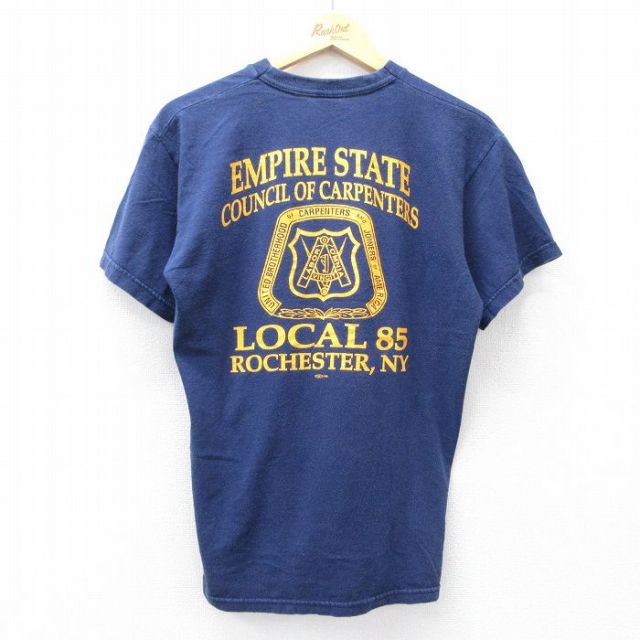 L★古着 半袖 ビンテージ Tシャツ メンズ 80年代 80s エンパイアステート ロチェスター コットン クルーネック USA製 紺 ネイビー 25aug19 中古