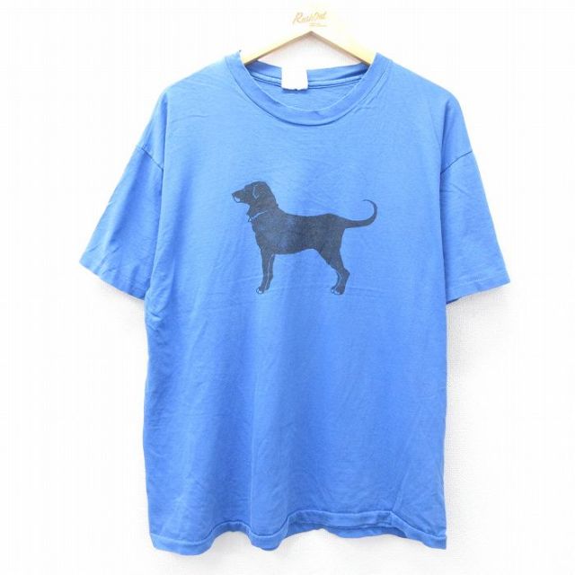 XL★古着 ヘインズ Hanes 半袖 ビンテージ Tシャツ メンズ 90年代 90s The Black Dog コットン クルーネック USA製 青 ブルー 【spe】 25aug19 中古