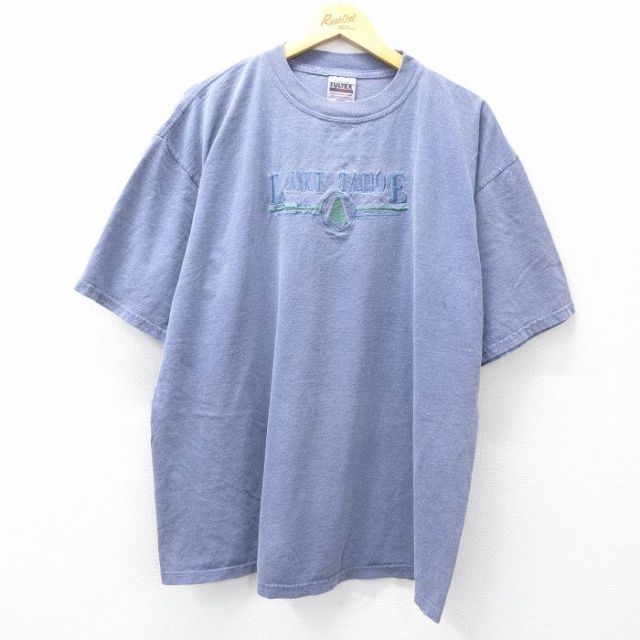 TULTEX 90s 半袖Tシャツ レイクタホー刺繍 パープル XL | 古着