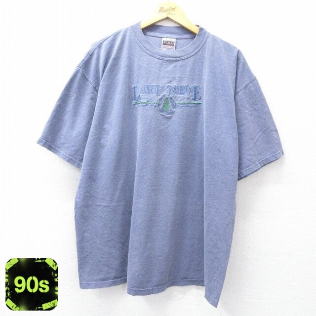 TULTEX 90s 半袖Tシャツ レイクタホー刺繍 パープル XL | 古着