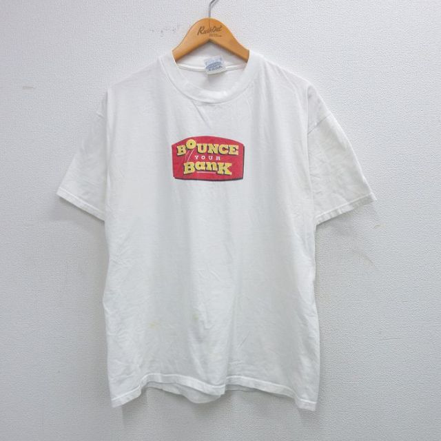 ヘインズ 00s 半袖Tシャツ BOUNCE Bank ホワイト L | 古着