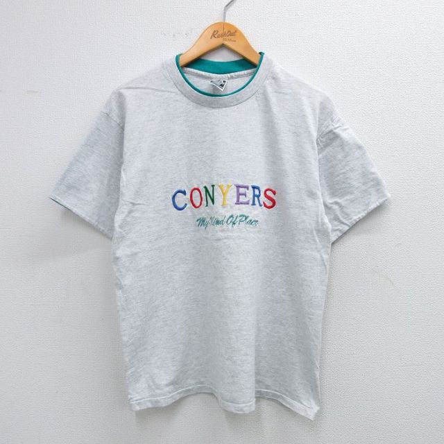 90s 半袖Tシャツ 刺繍 グレー L | 古着