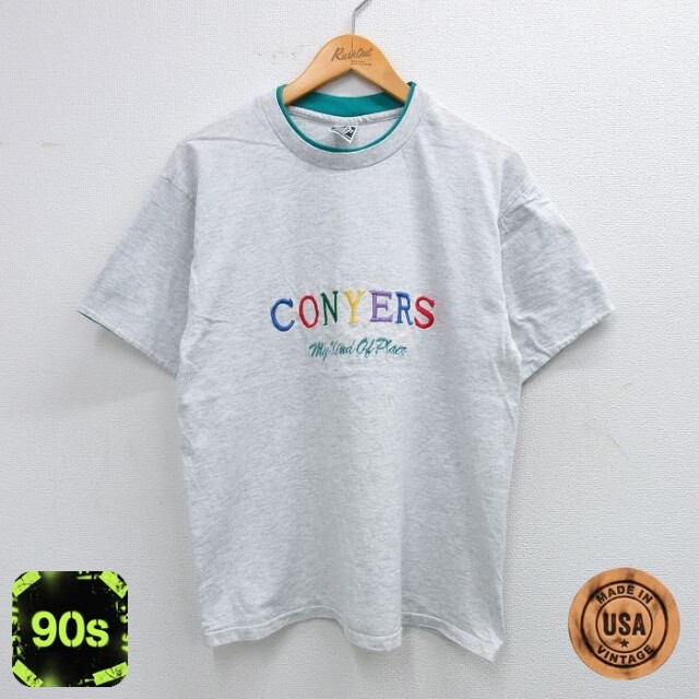 90s 半袖Tシャツ 刺繍 グレー L | 古着