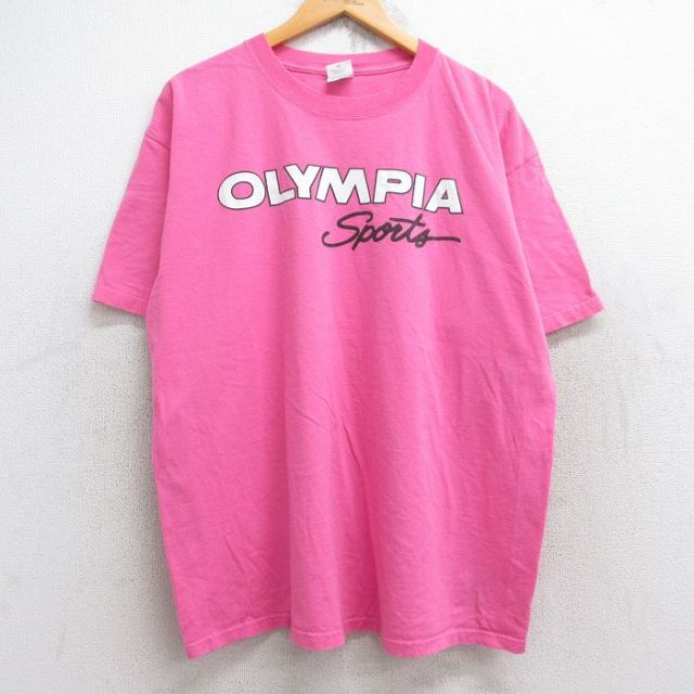【50%OFF】XL★古着 半袖 ビンテージ Tシャツ メンズ 00年代 00s オリンピア 大きいサイズ コットン クルーネック USA製 ピンク 25aug19 中古