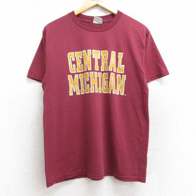 M★古着 ジャージーズ 半袖 ビンテージ Tシャツ メンズ 00年代 00s セントラルミシガン クルーネック エンジ 25aug19 中古