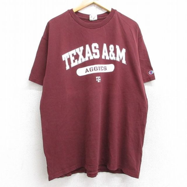 XL★古着 チャンピオン champion 半袖 ビンテージ Tシャツ メンズ 00年代 00s テキサスA&Mアギーズ コットン クルーネック エンジ 25aug19 中古