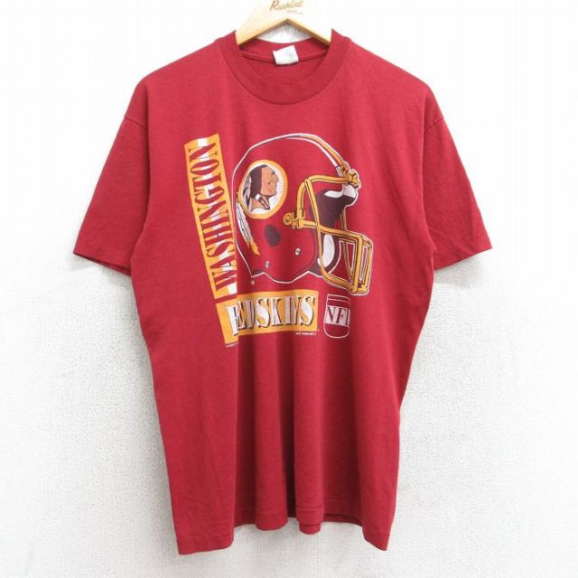 【20%OFF】L★古着 半袖 ビンテージ Tシャツ メンズ 90年代 90s NFL ワシントンレッドスキンズ クルーネック USA製 赤系 レッド アメフト スーパーボウル 25aug19 中古