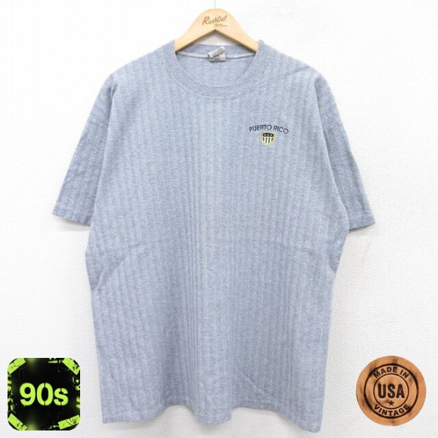 90s 半袖Tシャツ プエルトリコ ネイビーストライプ XL | 古着