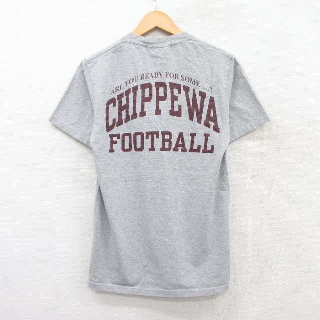【50%OFF】S★古着 ジャンスポーツ 半袖 ビンテージ Tシャツ メンズ 90年代 90s チペワ フットボール クルーネック USA製 グレー 霜降り 25aug20 中古