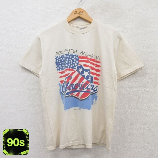 90s 半袖Tシャツ 星条旗 生成り ベージュ M | 古着