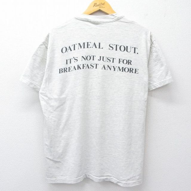 L★古着 ヘインズ Hanes 半袖 ビンテージ Tシャツ メンズ 90年代 90s ROGUE ALE クルーネック USA製 薄グレー 霜降り 25aug20 中古