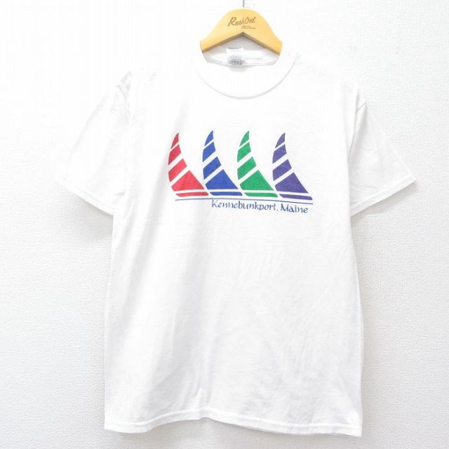 【50%OFF】M★古着 ジャージーズ 半袖 ビンテージ Tシャツ メンズ 00年代 00s Kennebunport クルーネック 白 ホワイト 25aug20 中古