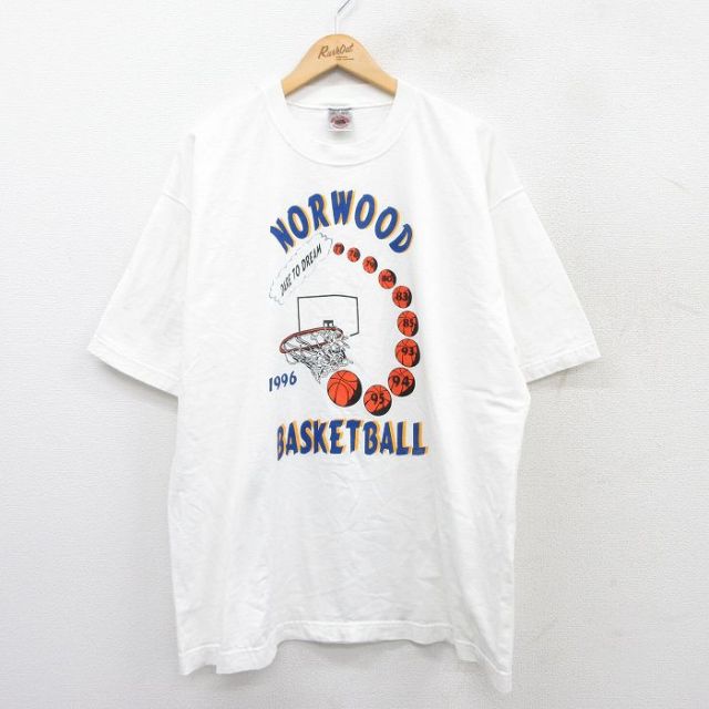 フルーツオブザルーム 90s 半袖Tシャツ バスケットボール ホワイト XL | 古着
