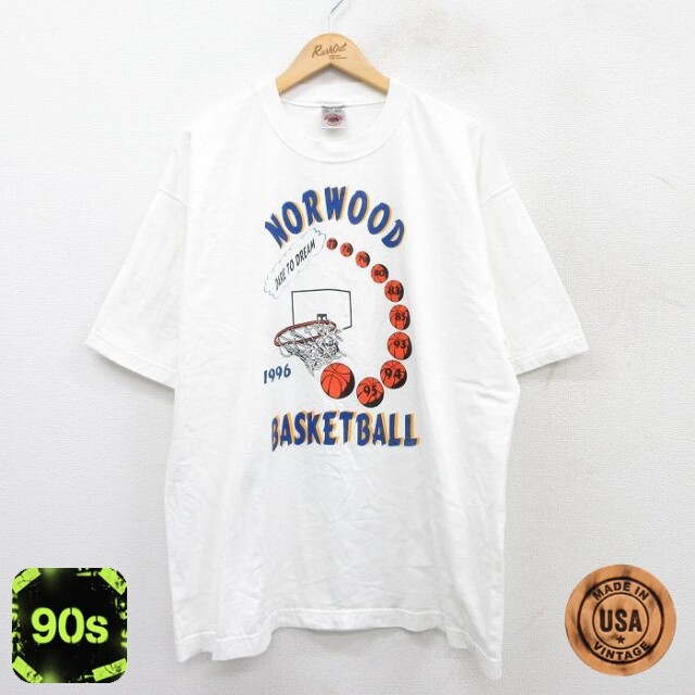 フルーツオブザルーム 90s 半袖Tシャツ バスケットボール ホワイト XL | 古着